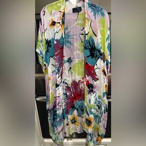 Rachel Multicolor Floral Sheer Kimono kaftan extra light flowy cover up